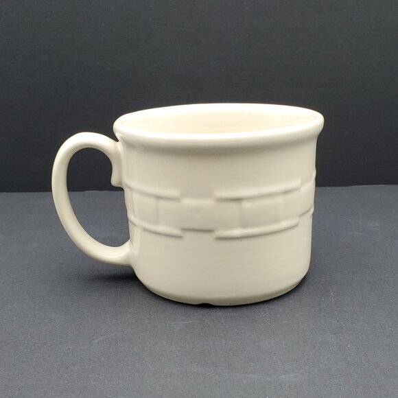 Longaberger Woven Traditions Ivory Soup Mug Longaberger Pottery Cream Coffee Mug - Picture 1 of 9